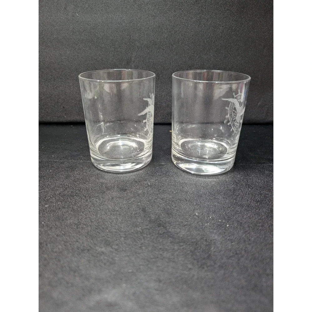 US Fidelity And Guidance Company 1896 Glass Tumblers Set, Etched Whiskey Glasses